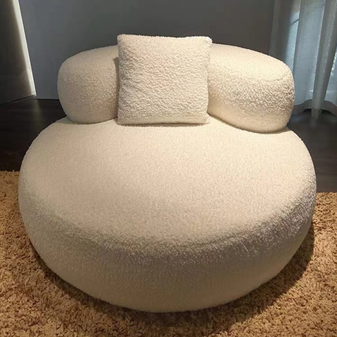 Nordic minimalist lamb wool single sofa Italian cream big white fat Internet celebrity casual lazy round sofa chair