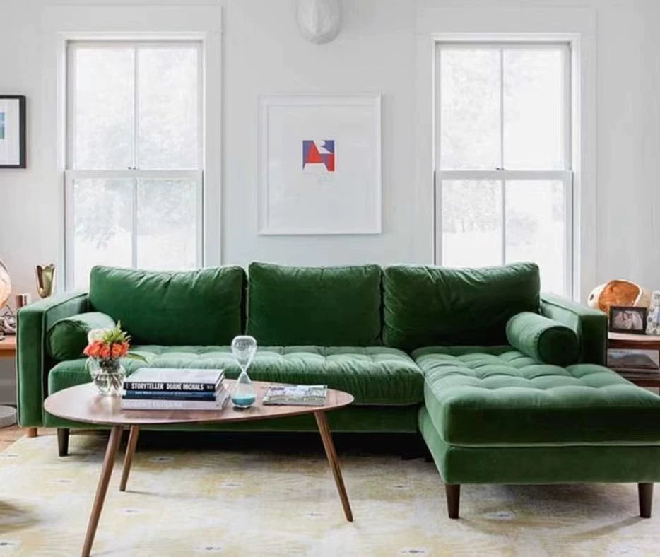 French retro olive green sofa