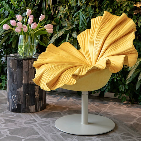 Designer shaped glass petal chair