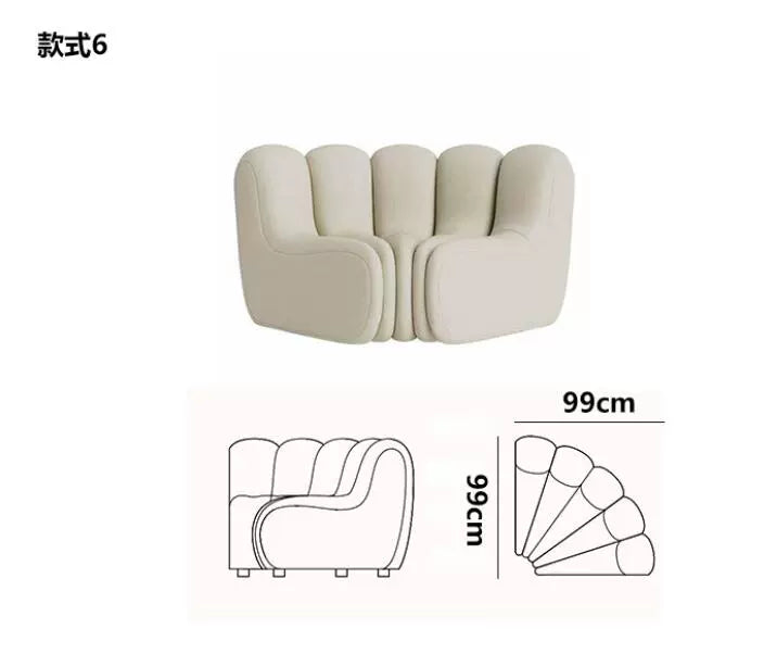 Nordic French fan S arc combination sofa hotel beauty salon art exhibition hall back to back double-sided sofa