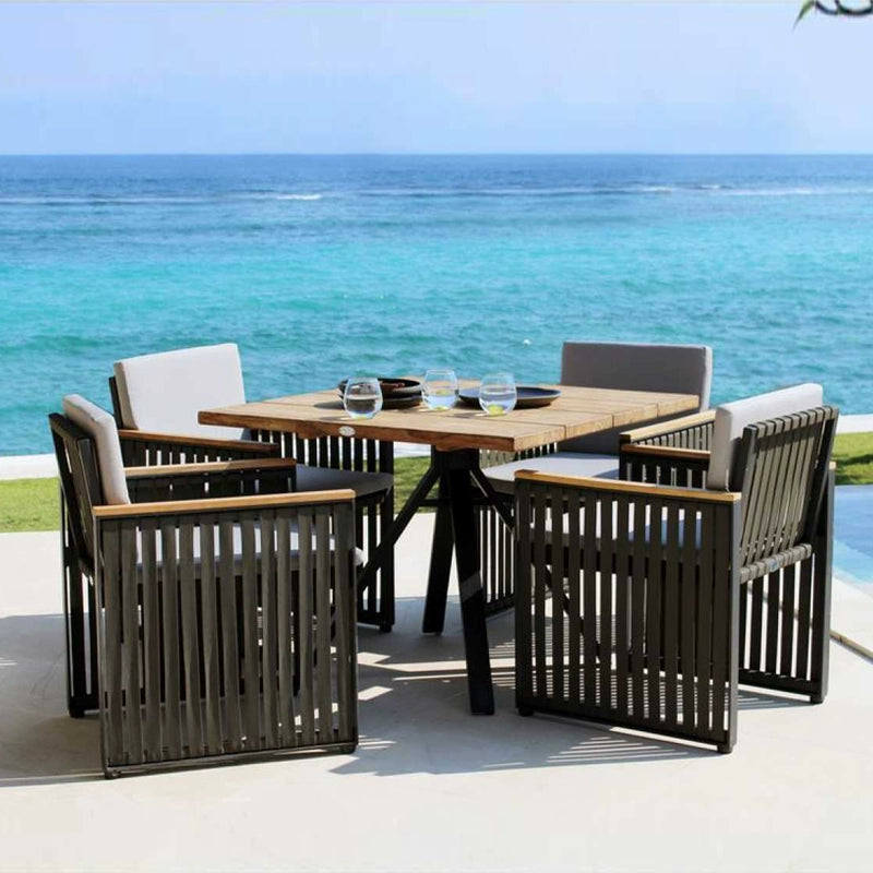 Leisure tables and chairs aluminum alloy teak wood rainproof and sunscreen combination furnituregarden