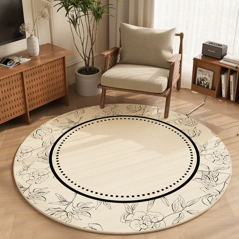 American Vintage Living Room Coffee Table Blanket Bohemian Round Carpet Computer Chair Mat Sofa Rocking Chair Floor Mat Foot Mat B