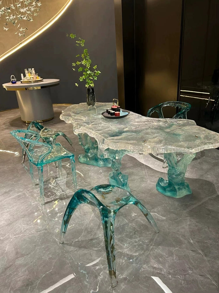 Transparent Platinum Crystal Resin Tea Table