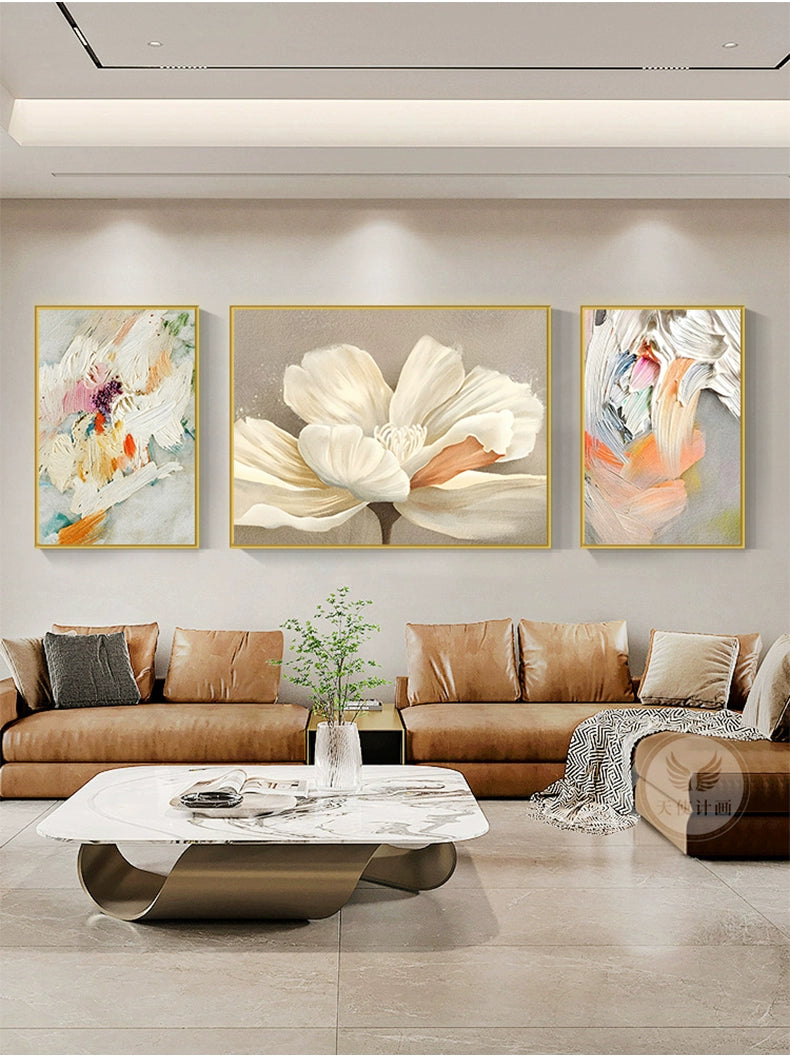 Oil painting living room decorative painting light luxury high sense hanging painting modern simple sofa background wall painting mural A