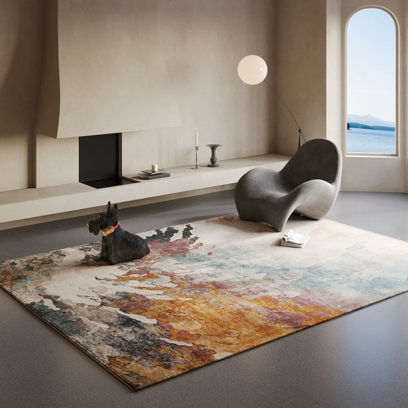 Minimalist high-end living room carpet, sofa, tea table and floor mat