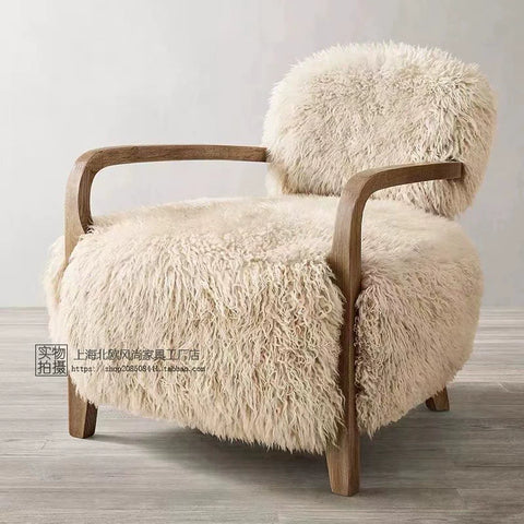 Rustic modern solid wood single chair