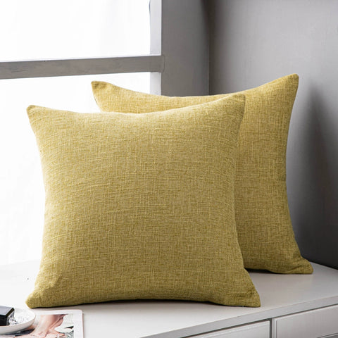 Solid color linen sofa, pillow, and cushion