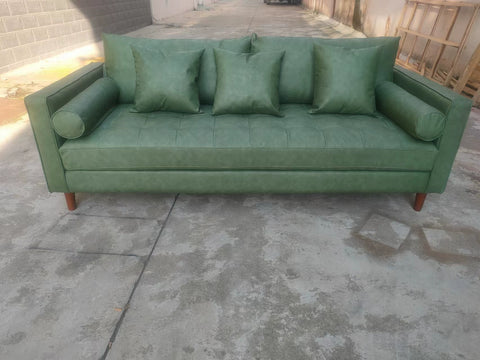 French retro olive green sofa