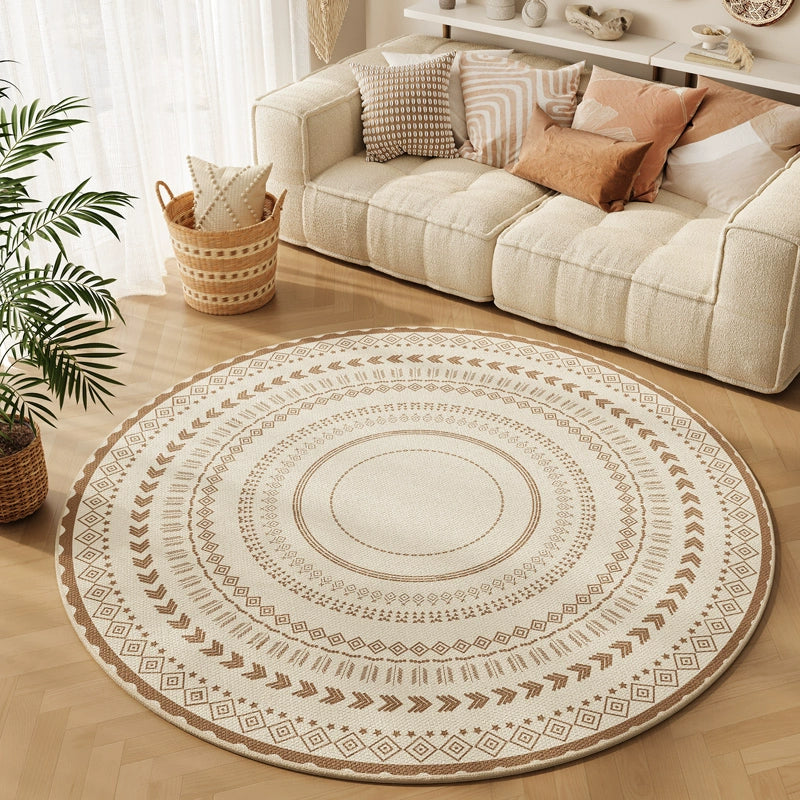 American Vintage Living Room Coffee Table Blanket Bohemian Round Carpet Computer Chair Mat Sofa Rocking Chair Floor Mat Foot Mat A