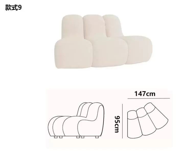 Nordic French fan S arc combination sofa hotel beauty salon art exhibition hall back to back double-sided sofa