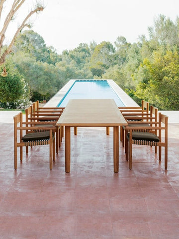 Teak combination table and chair garden