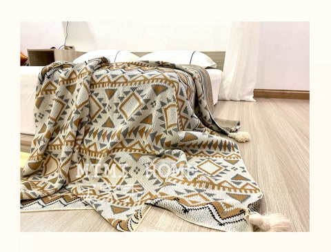 Thickened knitted Bohemian air conditioning blanket sofa blanket