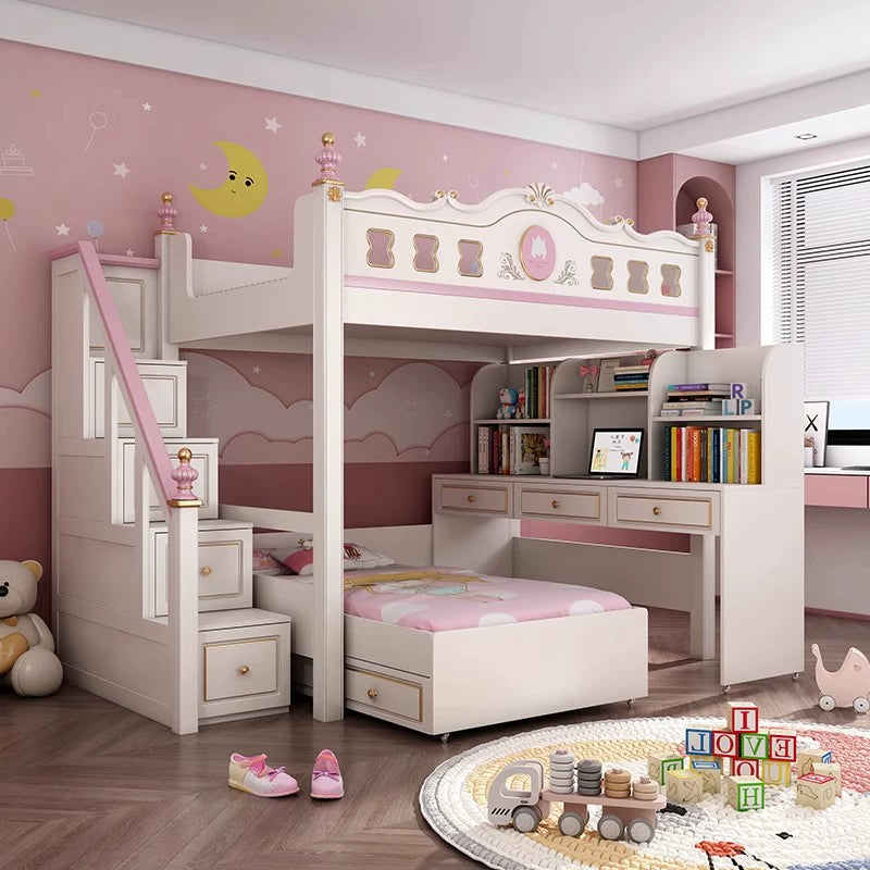 Pink upper and lower multi-function combination bed