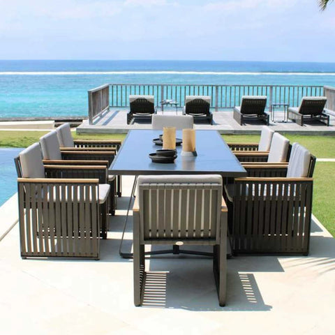 Leisure tables and chairs aluminum alloy teak wood rainproof and sunscreen combination furnituregarden