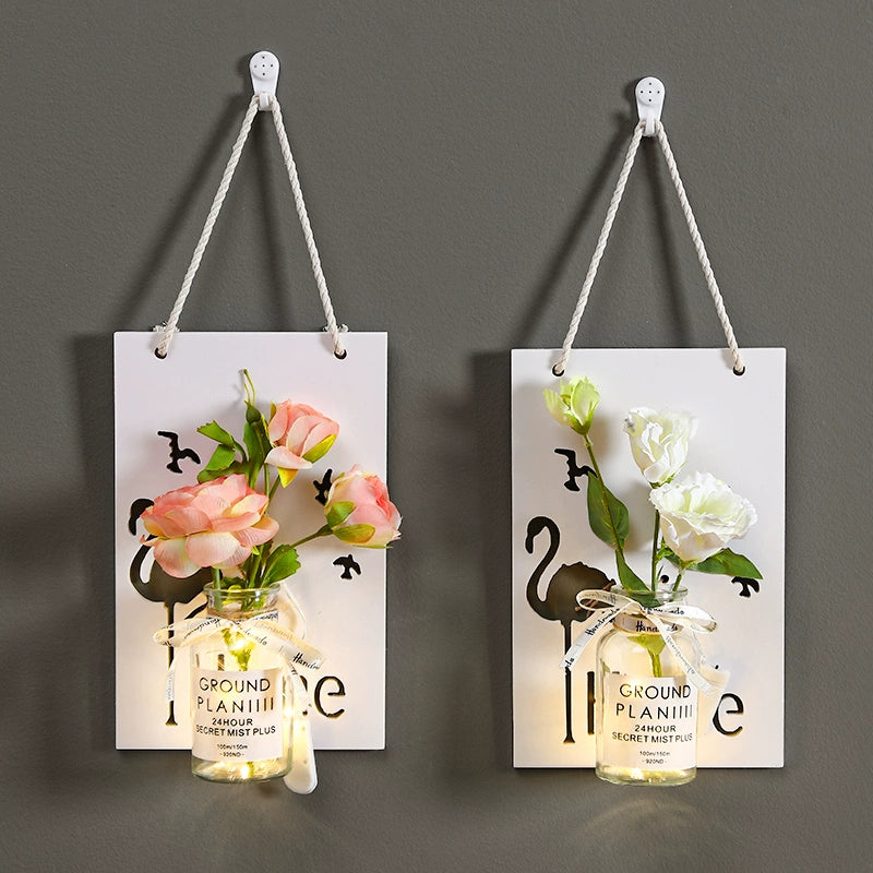 Wall flower basket ornaments live room wall bionic flower background decoration