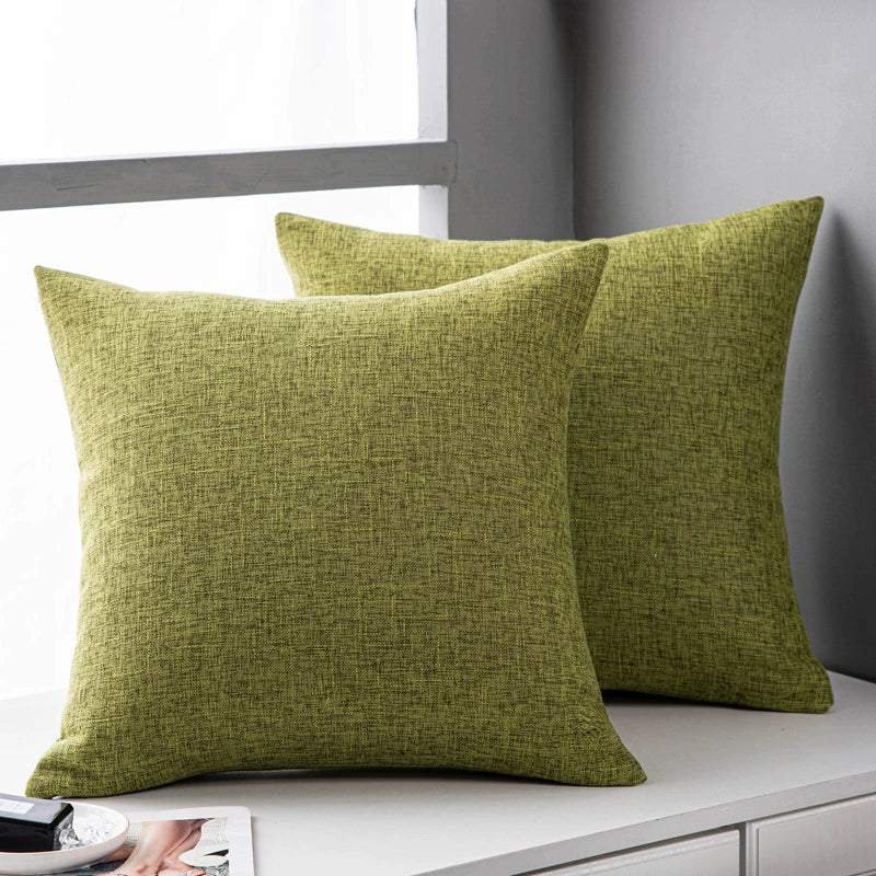 Solid color linen sofa, pillow, and cushion