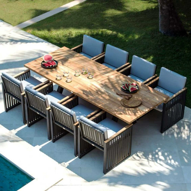 Leisure tables and chairs aluminum alloy teak wood rainproof and sunscreen combination furnituregarden