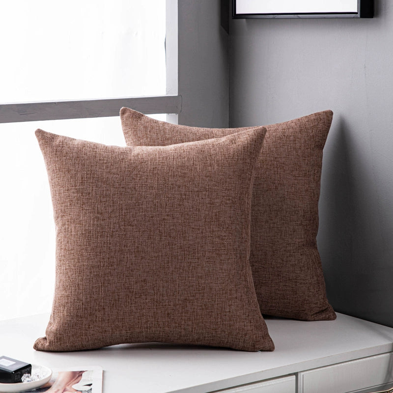 Solid color linen sofa, pillow, and cushion