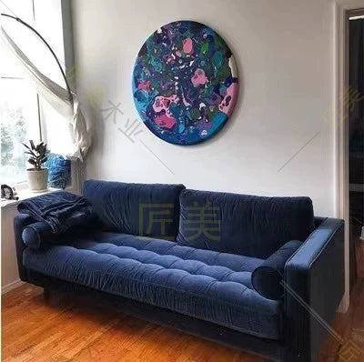 Velvet upholstered sofa