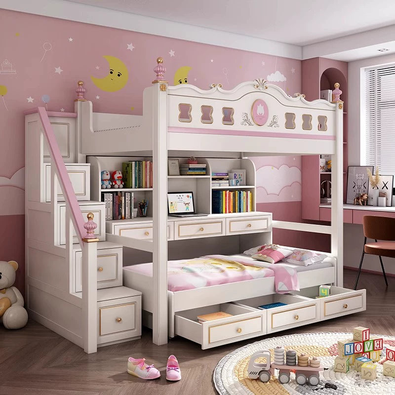 Pink upper and lower multi-function combination bed