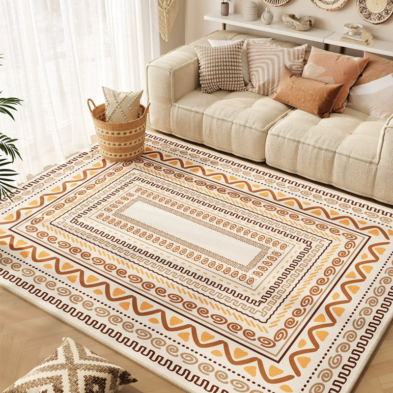 American Vintage Living Room Coffee Table Blanket Bohemian Round Carpet Computer Chair Mat Sofa Rocking Chair Floor Mat Foot Mat C