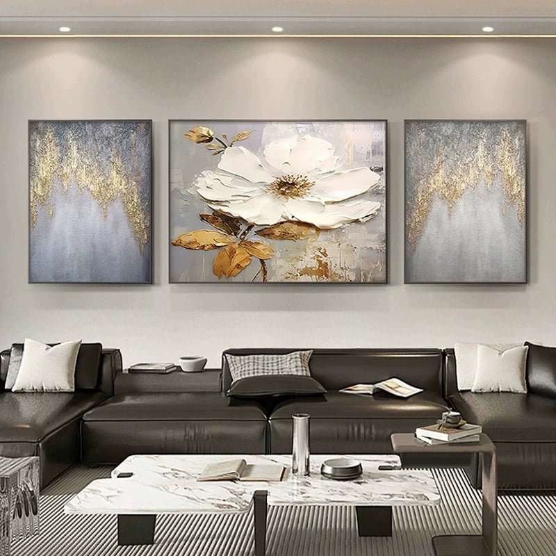 Oil painting living room decorative painting light luxury high sense hanging painting modern simple sofa background wall painting mural C