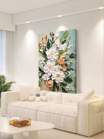 Oil painting Floor painting Cream wind Living room decorative painting Flower porch hanging painting Sofa back background wall mural B