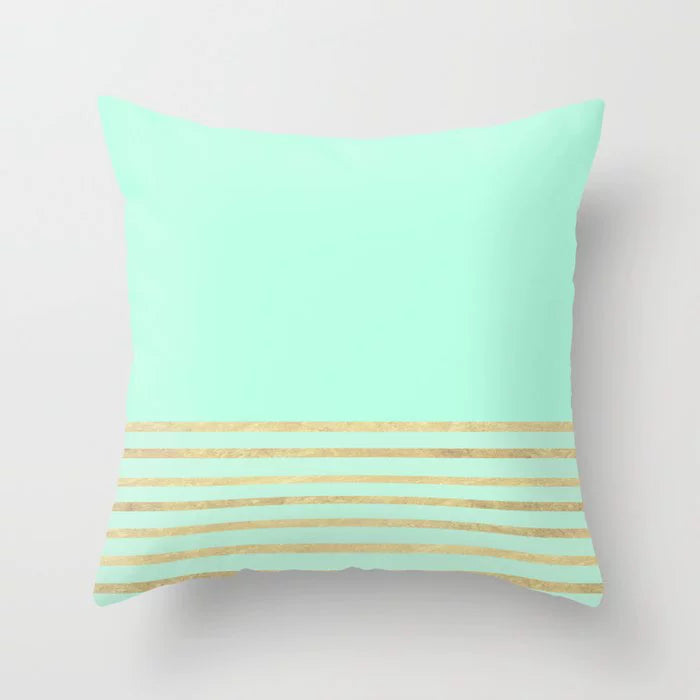 Simple green striped geometric pillow sofa pillow