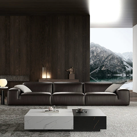 Italian minimalist high-end all-leather sofa