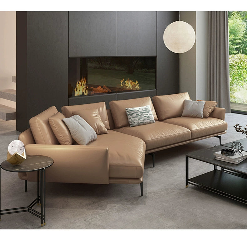 Italian minimalist leather sofa