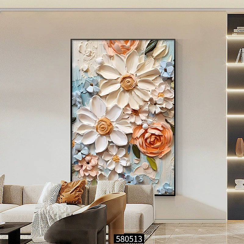 Oil painting Floor painting Cream wind Living room decorative painting Flower porch hanging painting Sofa back background wall mural A