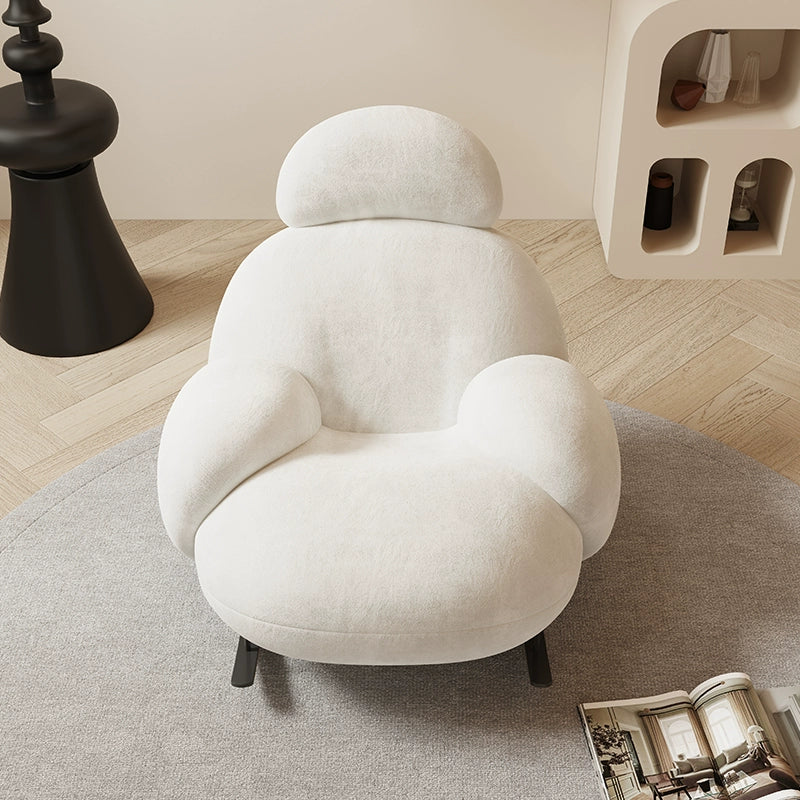 Modern cream wind leisure chair imported milk fleece Internet celebrity rocking chair living room balcony lazy big white single recliner