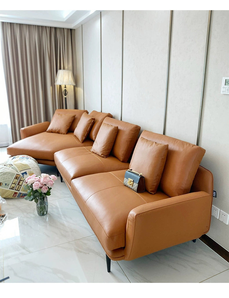 Italian minimalist leather sofa