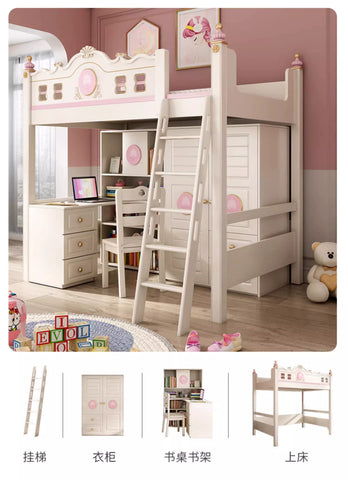 Pink Multi functional Combination Bed