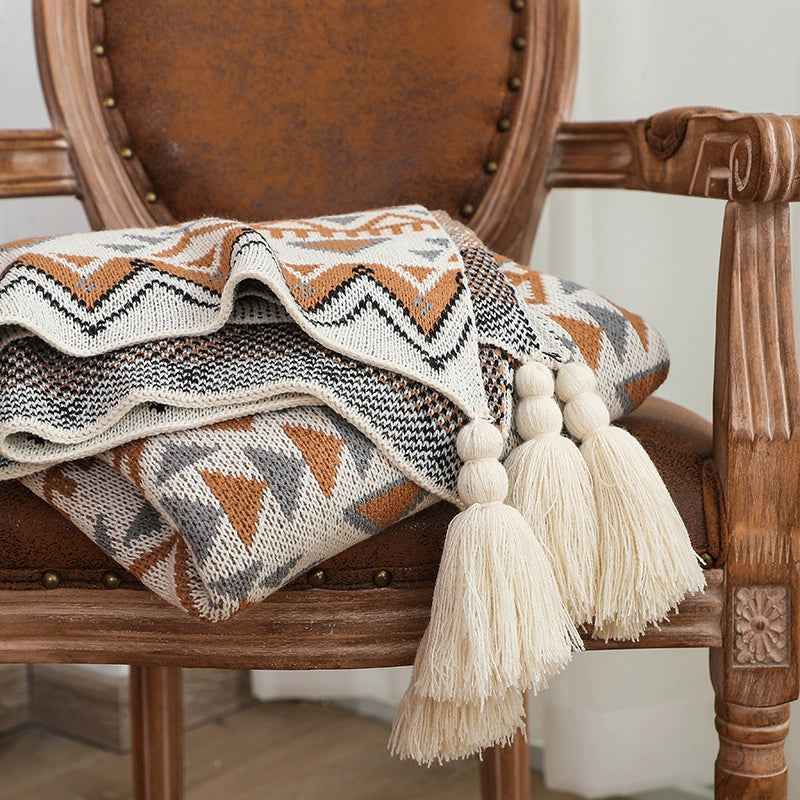 Thickened knitted Bohemian air conditioning blanket sofa blanket