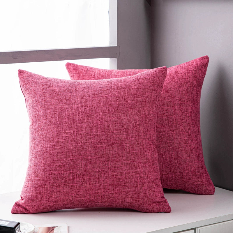 Solid color linen sofa, pillow, and cushion