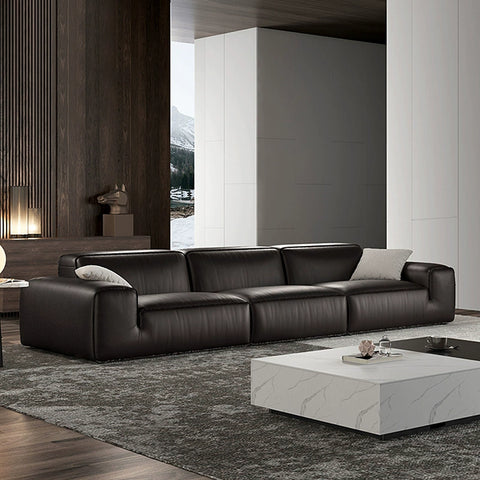 Italian minimalist high-end all-leather sofa