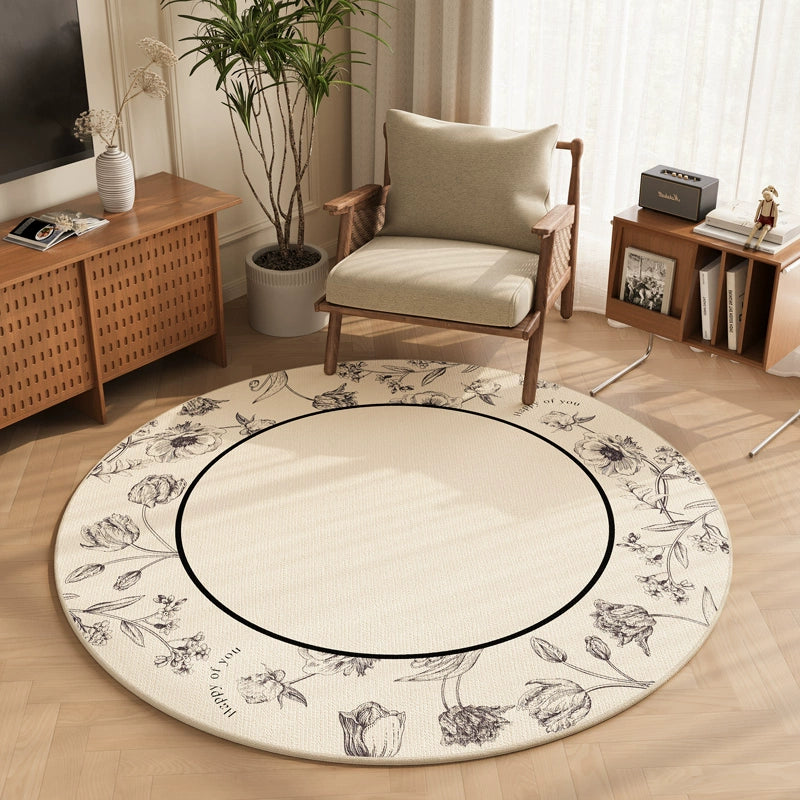 American Vintage Living Room Coffee Table Blanket Bohemian Round Carpet Computer Chair Mat Sofa Rocking Chair Floor Mat Foot Mat B