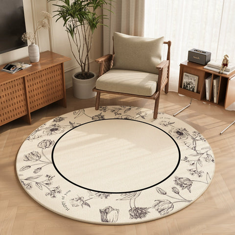 American Vintage Living Room Coffee Table Blanket Bohemian Round Carpet Computer Chair Mat Sofa Rocking Chair Floor Mat Foot Mat A