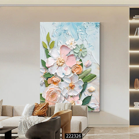 Oil painting Floor painting Cream wind Living room decorative painting Flower porch hanging painting Sofa back background wall mural B