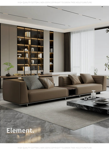 High-end Italian minimalist leather sofa