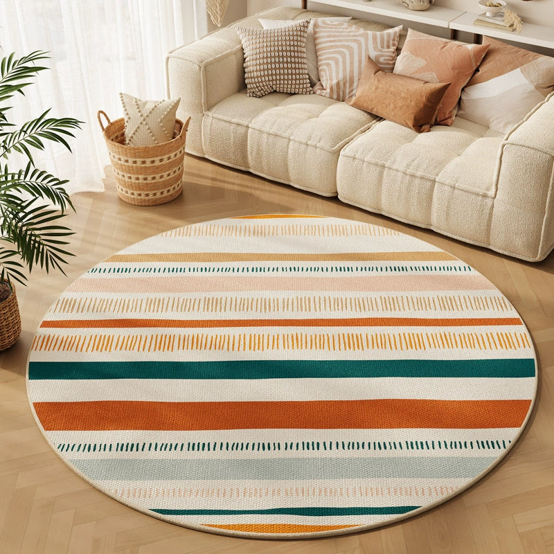 American Vintage Living Room Coffee Table Blanket Bohemian Round Carpet Computer Chair Mat Sofa Rocking Chair Floor Mat Foot Mat A