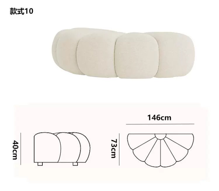 Nordic French fan S arc combination sofa hotel beauty salon art exhibition hall back to back double-sided sofa