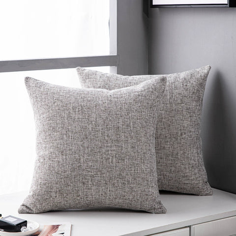 Solid color linen sofa, pillow, and cushion