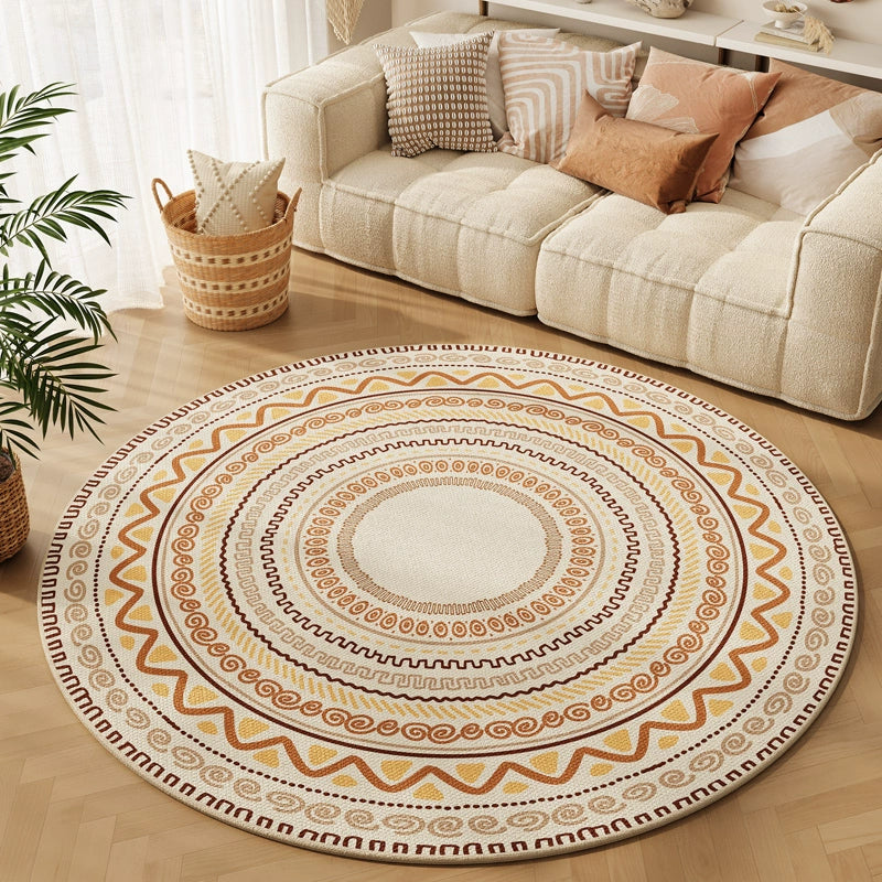 American Vintage Living Room Coffee Table Blanket Bohemian Round Carpet Computer Chair Mat Sofa Rocking Chair Floor Mat Foot Mat A