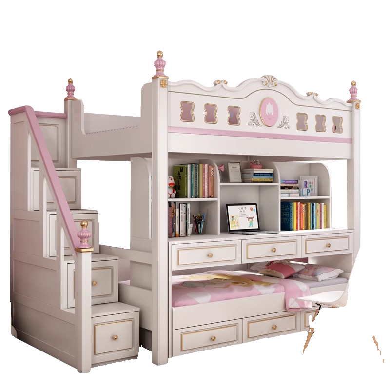 Pink upper and lower multi-function combination bed