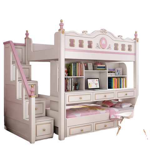 Pink upper and lower multi-function combination bed