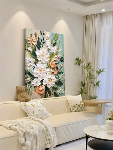 Oil painting Floor painting Cream wind Living room decorative painting Flower porch hanging painting Sofa back background wall mural A