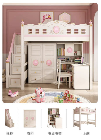 Pink Multi functional Combination Bed