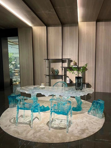 Transparent Platinum Crystal Resin Tea Table